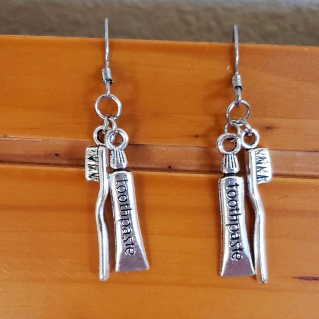 Dentist Earrings Toothbrush Toothpaste Sil